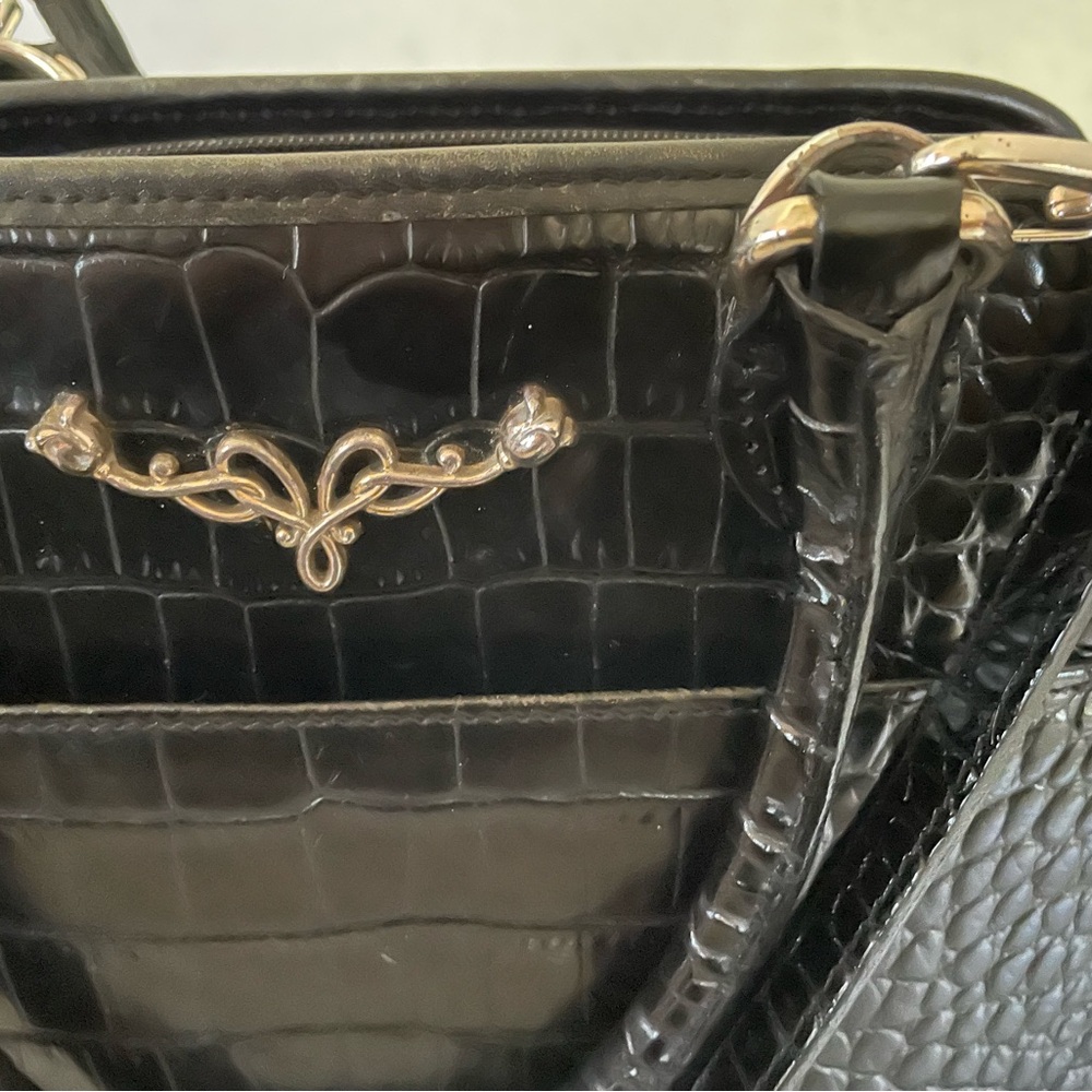 VINTAGE Brighton black croc crossbody/arm bag